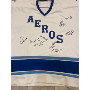 Vintage Houston Aeros Hockey Jersey Signed Autographed AIS Size 48